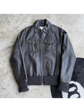 Vintage 90s Black Leather Bomber Jacket